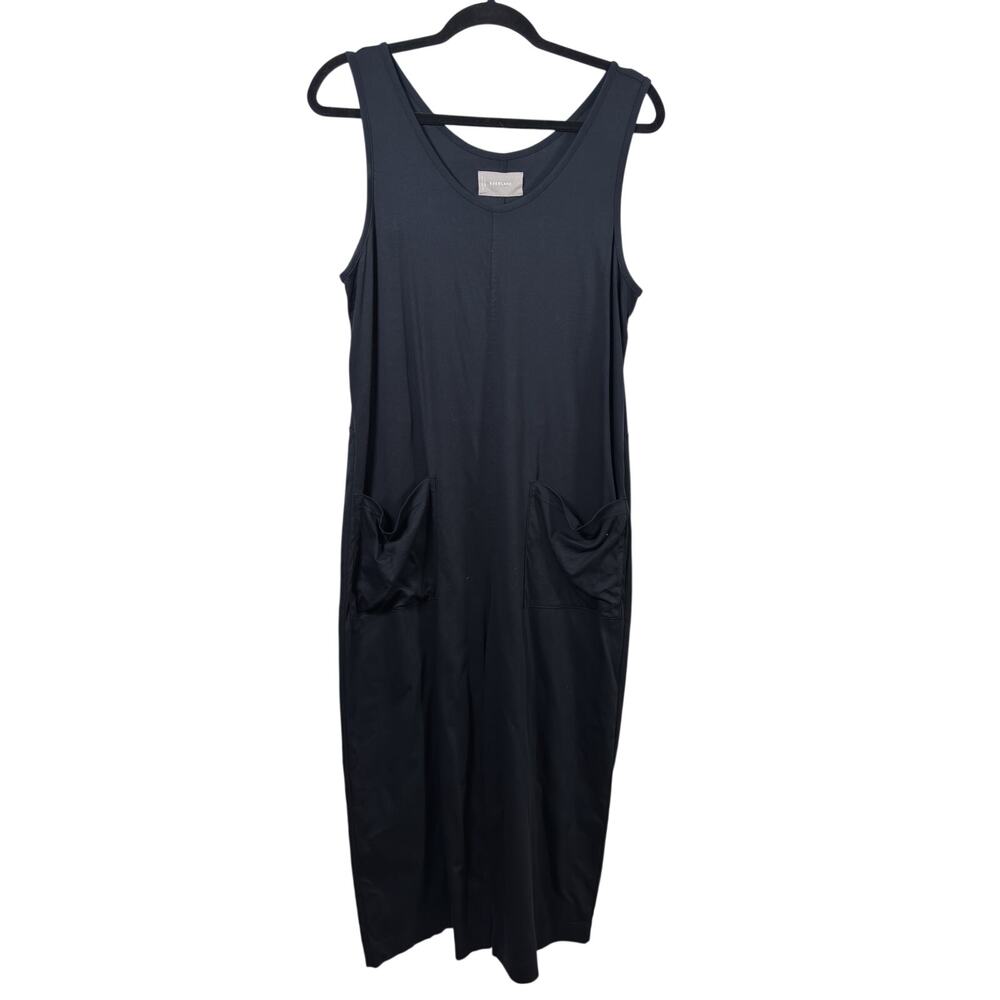 Everlane Jumpsuit Womens Large Black Luxe Cotton Tank Sleeveless Wide Leg
